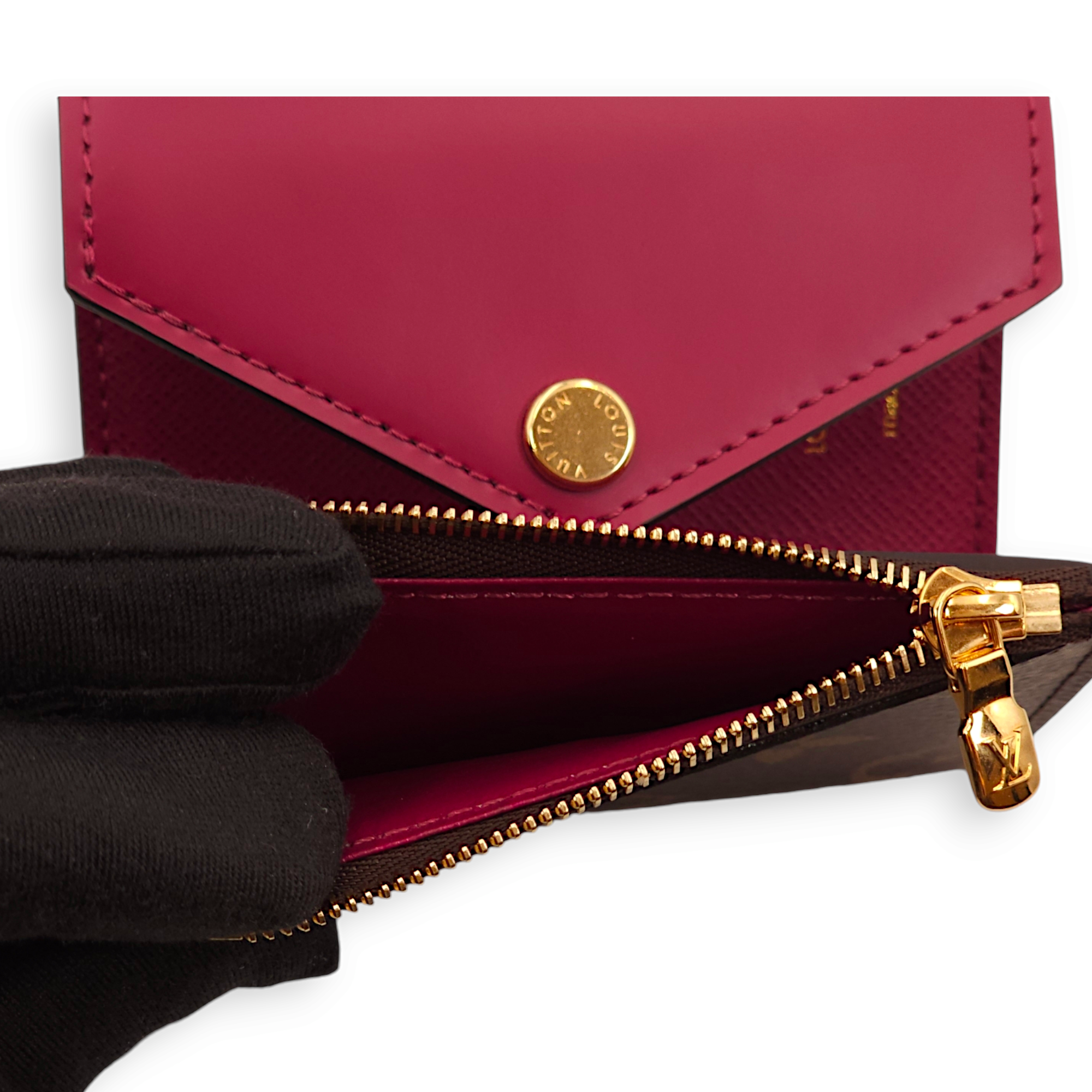 Zoe Monogram/Red Wallet, Gold hardware