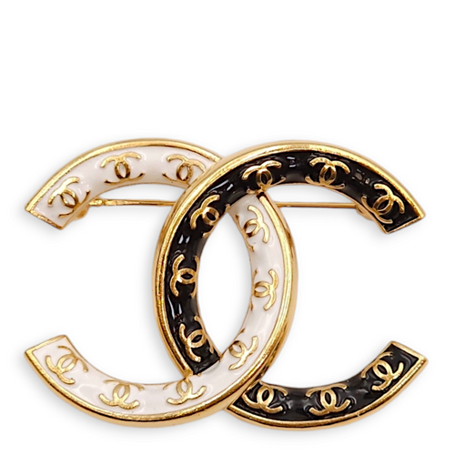 CC White/Black Brooch, Gold hardware