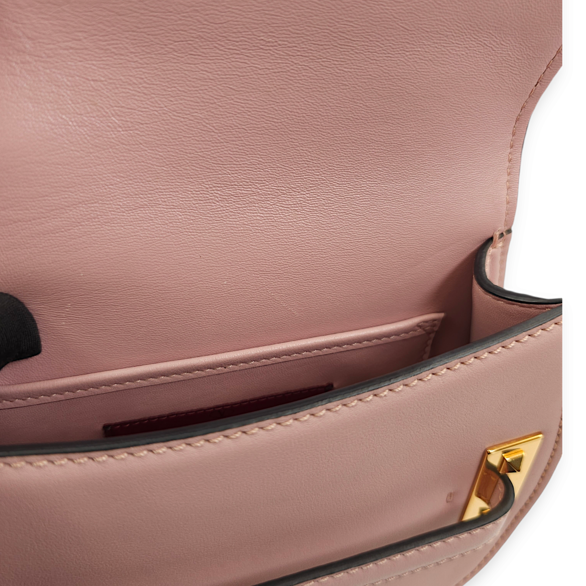 My Rockstuds Saddle Pink Crossbody Bag, Gold hardware