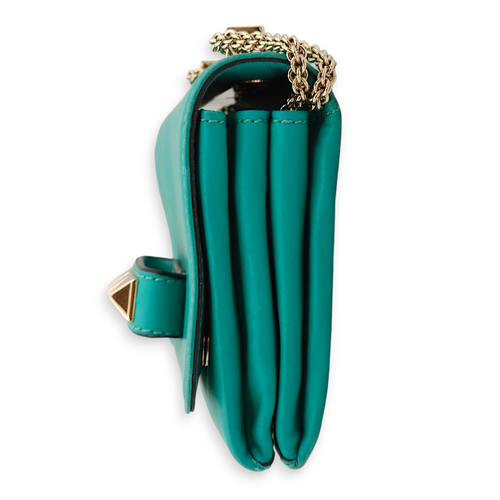 Rockstuds Va Va Voom Green Crossbody Bag, Gold hardware