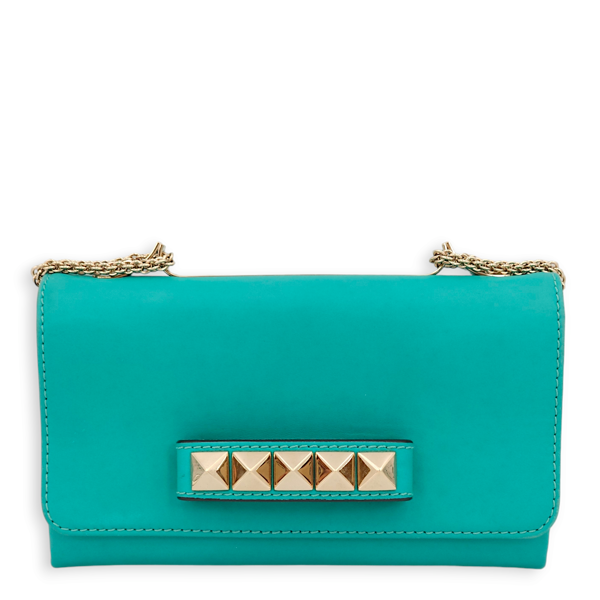 Rockstuds Va Va Voom Green Crossbody Bag, Gold hardware