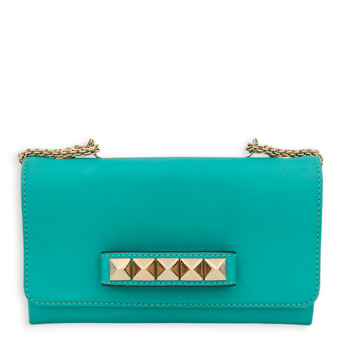 Rockstuds Va Va Voom Green Crossbody Bag, Gold hardware