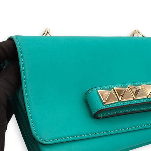 Rockstuds Va Va Voom Green Crossbody Bag, Gold hardware