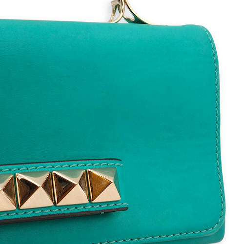 Rockstuds Va Va Voom Green Crossbody Bag, Gold hardware