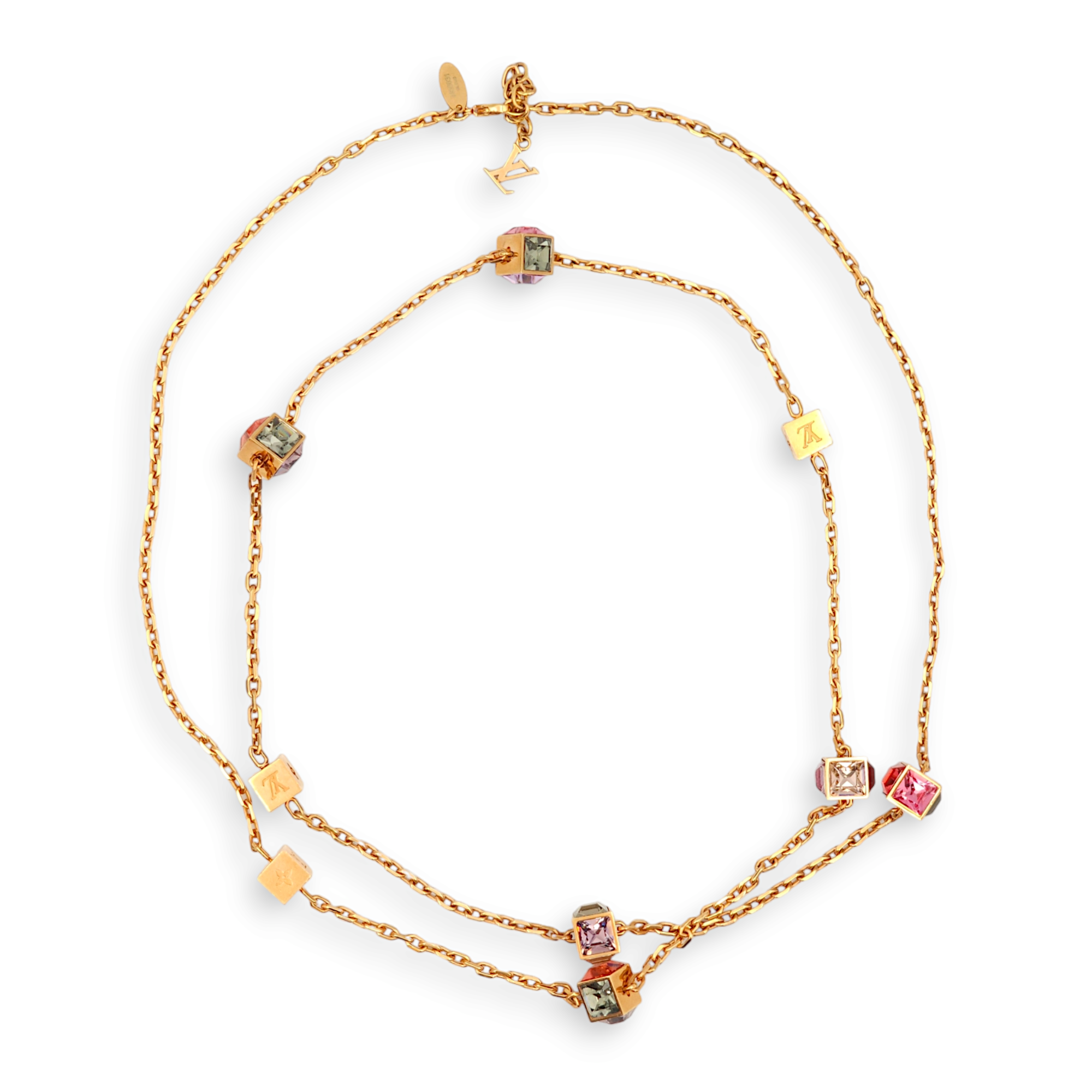 Gamble Long Multi-colour Necklace , Gold hardware