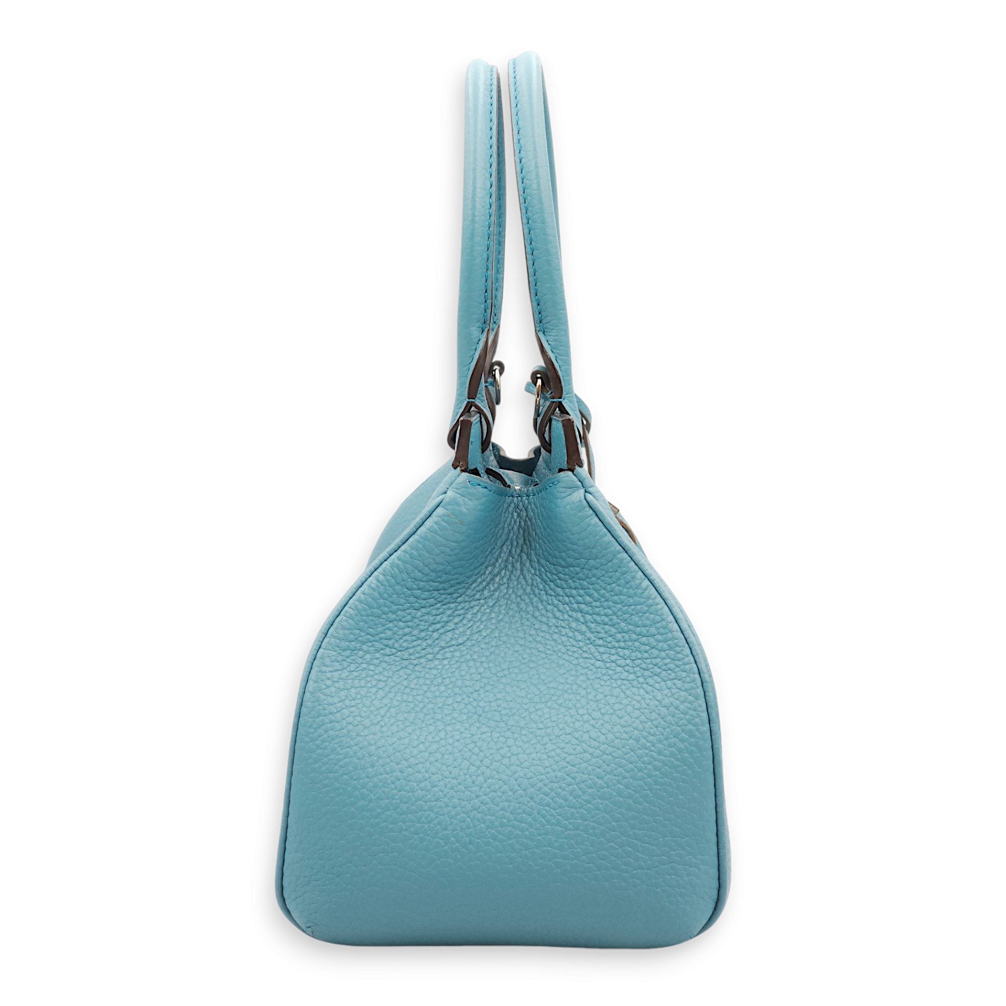 Pauline Blue Jean Top Handle Bag in Calfskin, Palladium hardware