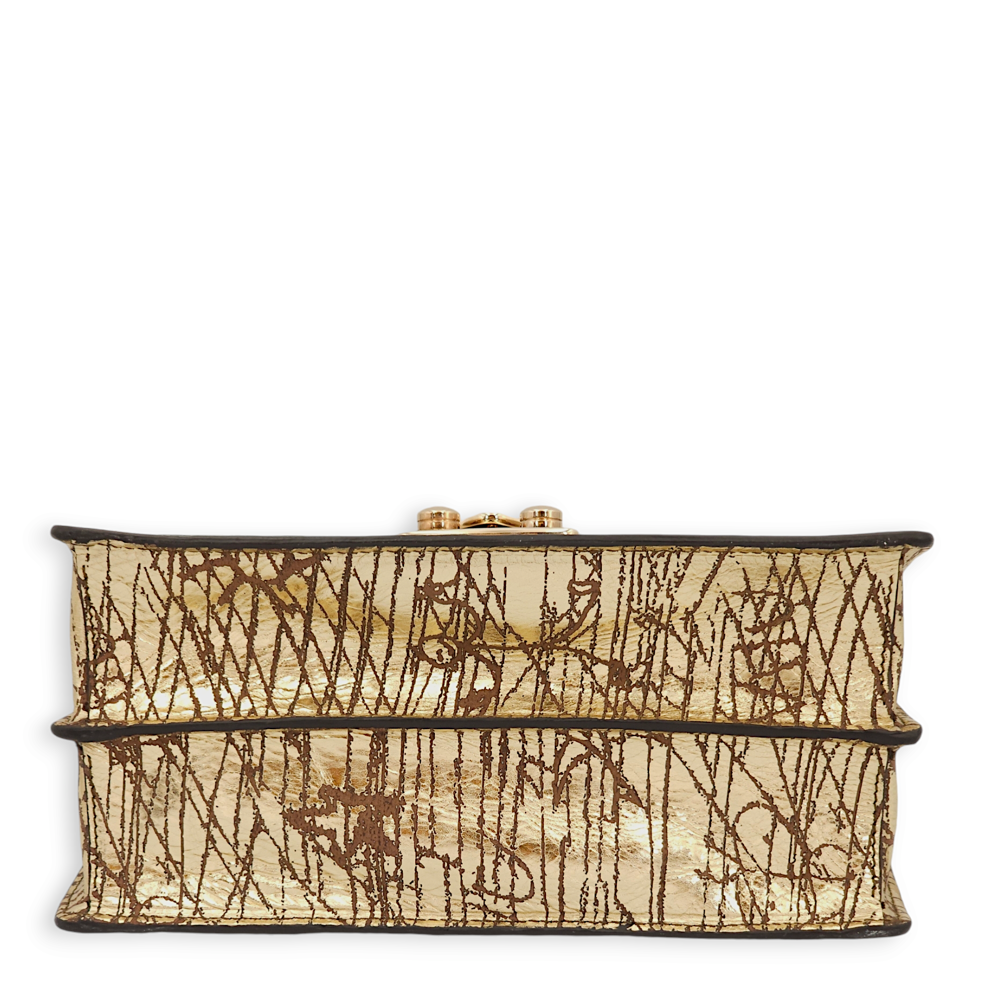 Vit Graphic Metallic Gold/Brown Shoulder Bag in Calfskin, Gold hardware