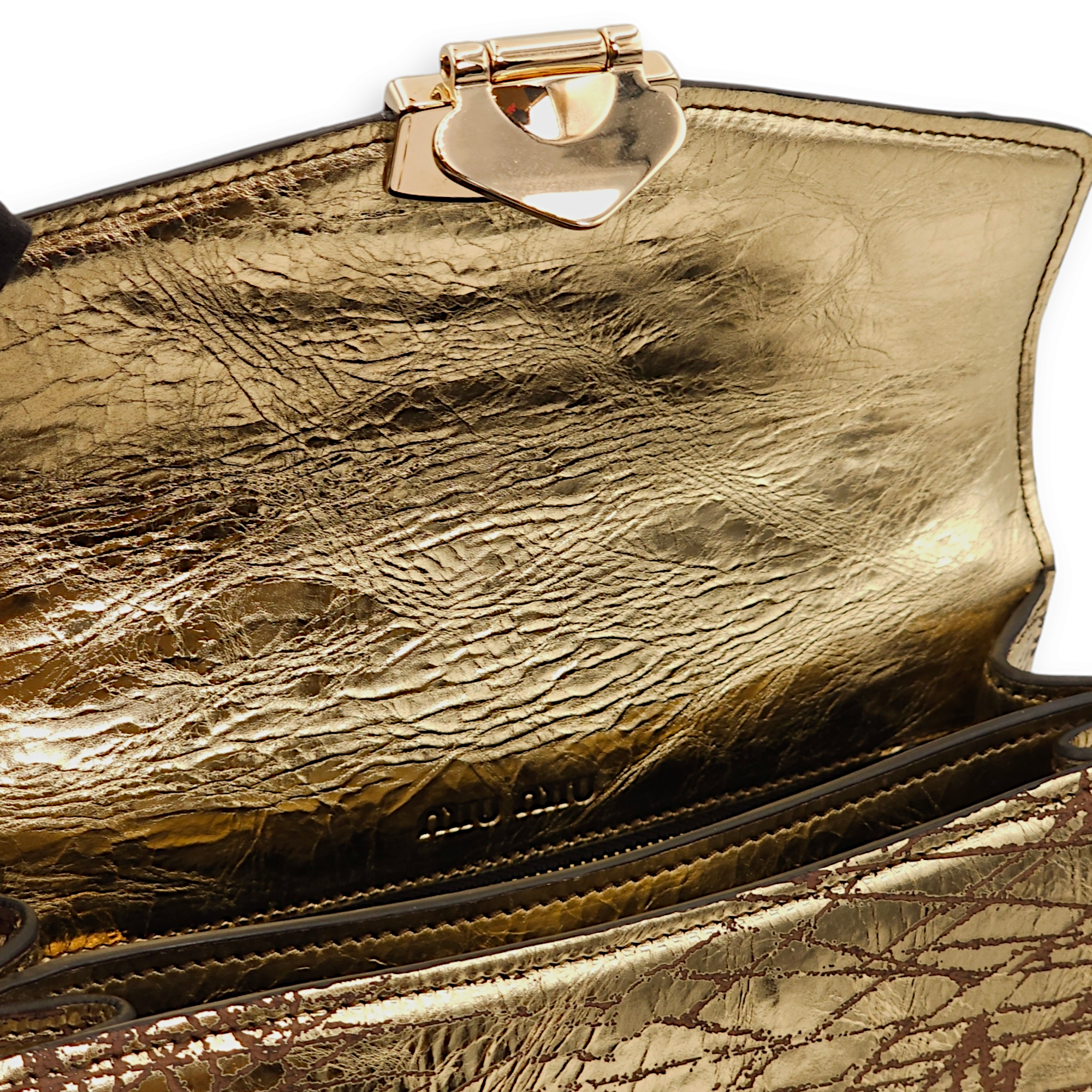 Vit Graphic Metallic Gold/Brown Shoulder Bag in Calfskin, Gold hardware