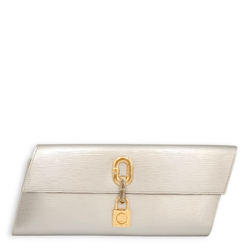 Blade Silver Clutch in Epi Leather, 2-Tone hardware