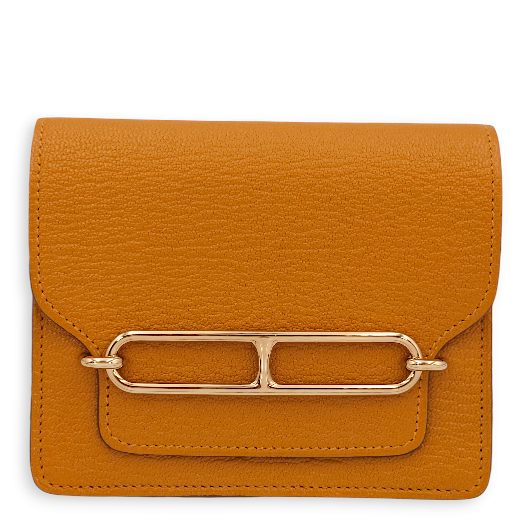 Roulis Slim Camel Wallet in Chevre Mysore, Permabrass hardware