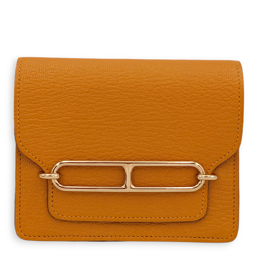 Roulis Slim Camel Wallet in Chevre Mysore, Permabrass hardware