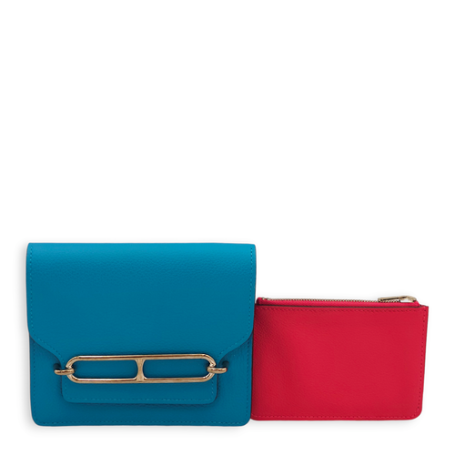 Roulis Slim Blue Frida and Rose Mexico Wallet in Evercolor, Palladium hardware