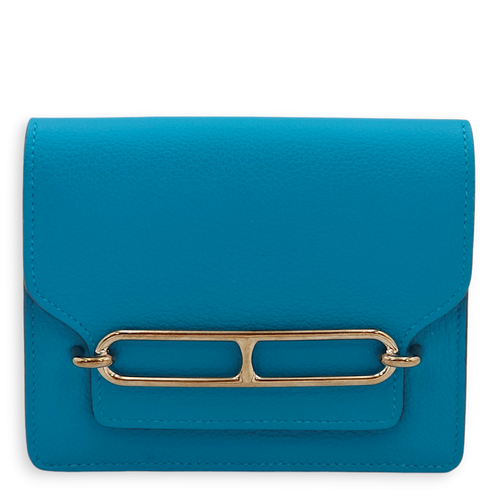 Roulis Slim Blue Frida and Rose Mexico Wallet in Evercolor, Palladium hardware