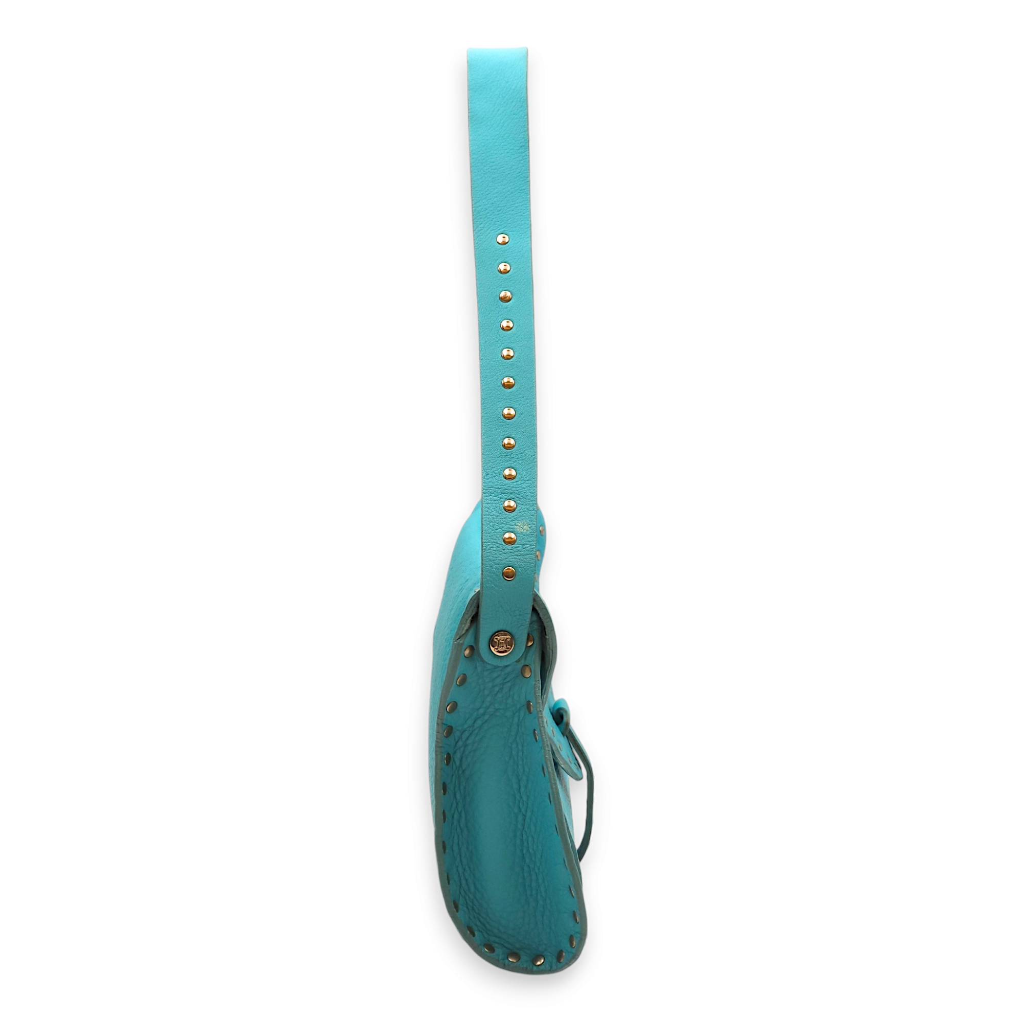 Poulbot Sky Blue Shoulder Bag in Calfskin, Palladium hardware