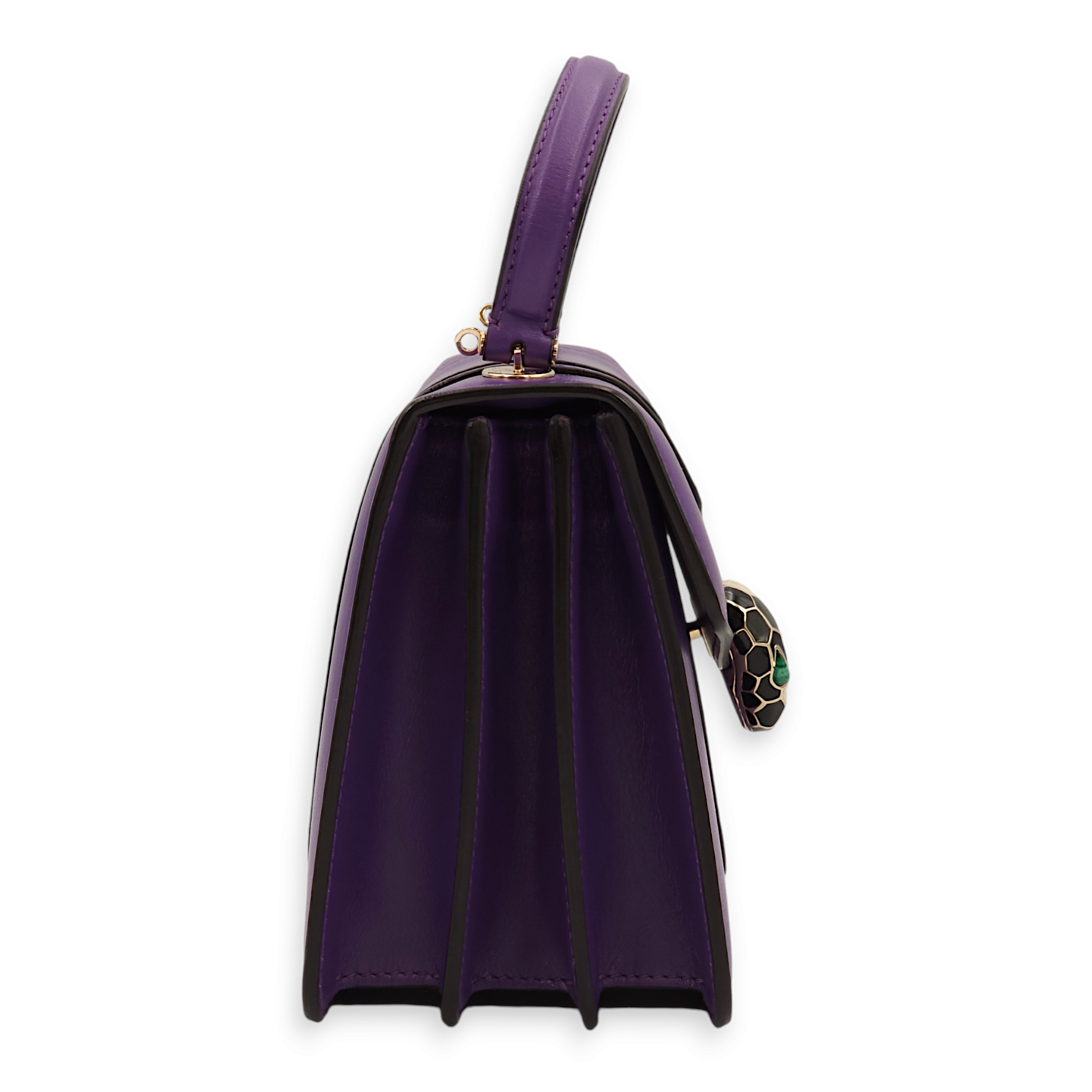 Serpenti Forever Purple Top Handle Bag in Calfskin, Gold hardware