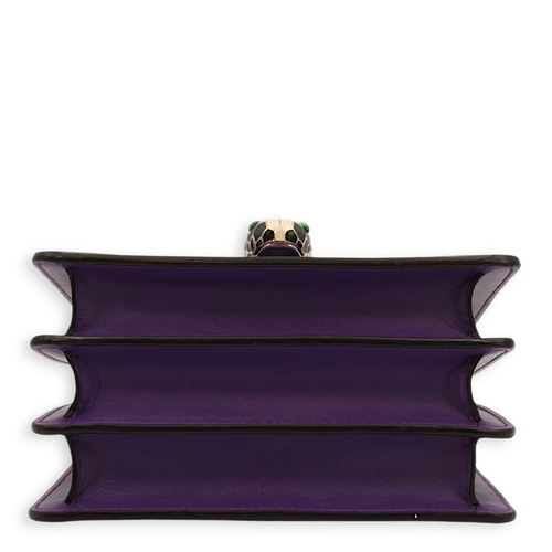 Serpenti Forever Purple Top Handle Bag in Calfskin, Gold hardware