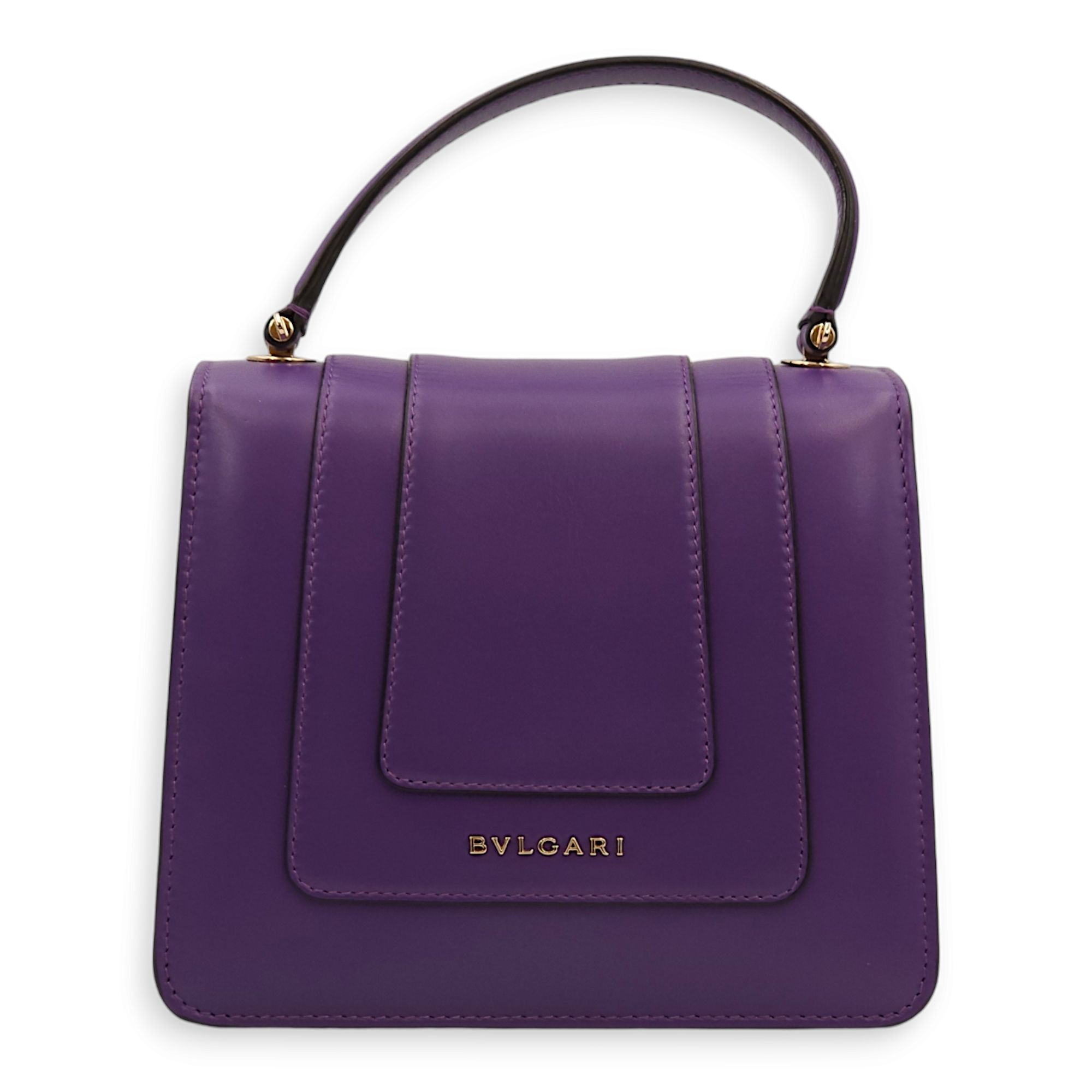 Serpenti Forever Purple Top Handle Bag in Calfskin, Gold hardware