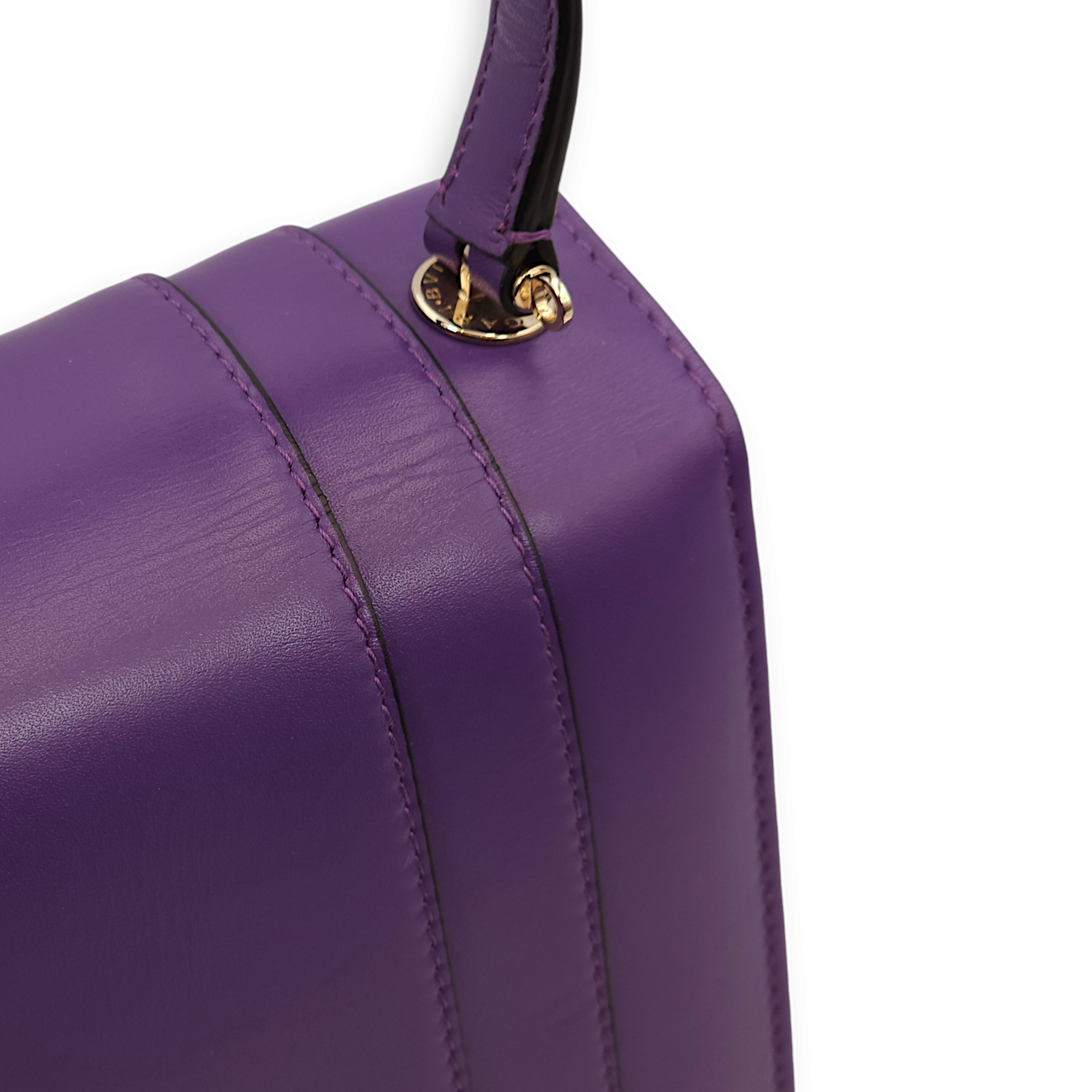 Serpenti Forever Purple Top Handle Bag in Calfskin, Gold hardware