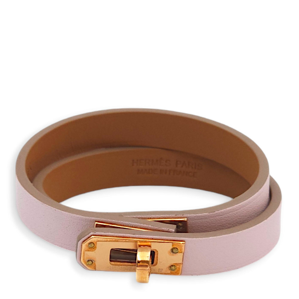 Hermès Mini Kelly Double Tour T2 Mauve Pale Bracelet in