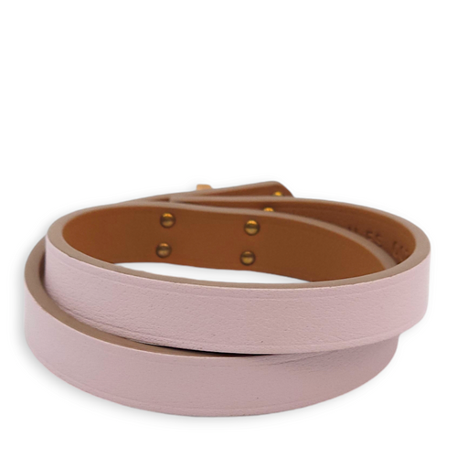 Mini Kelly Double Tour T2 Mauve Pale Bracelet in Swift, Rose Gold hardware