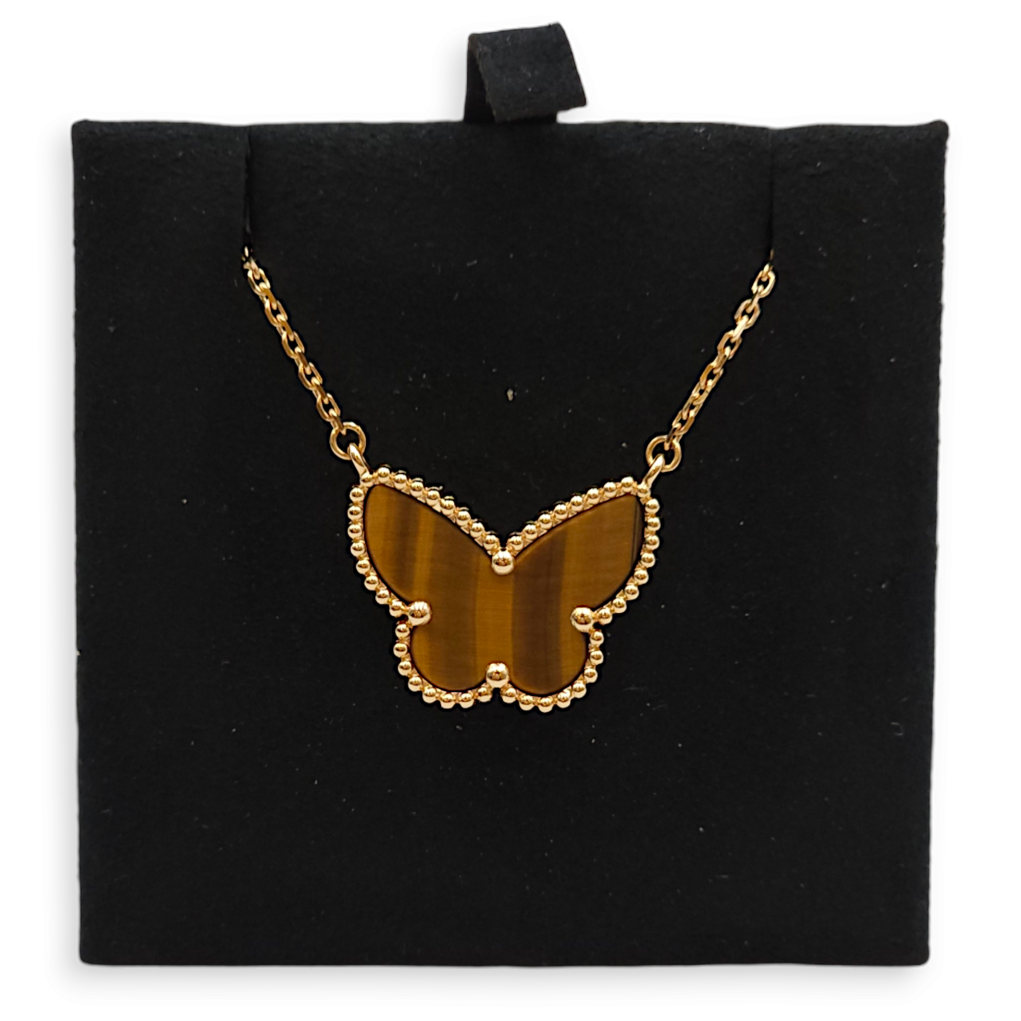 Lucky Alhambra Butterfly Necklace in Tiger's Eye