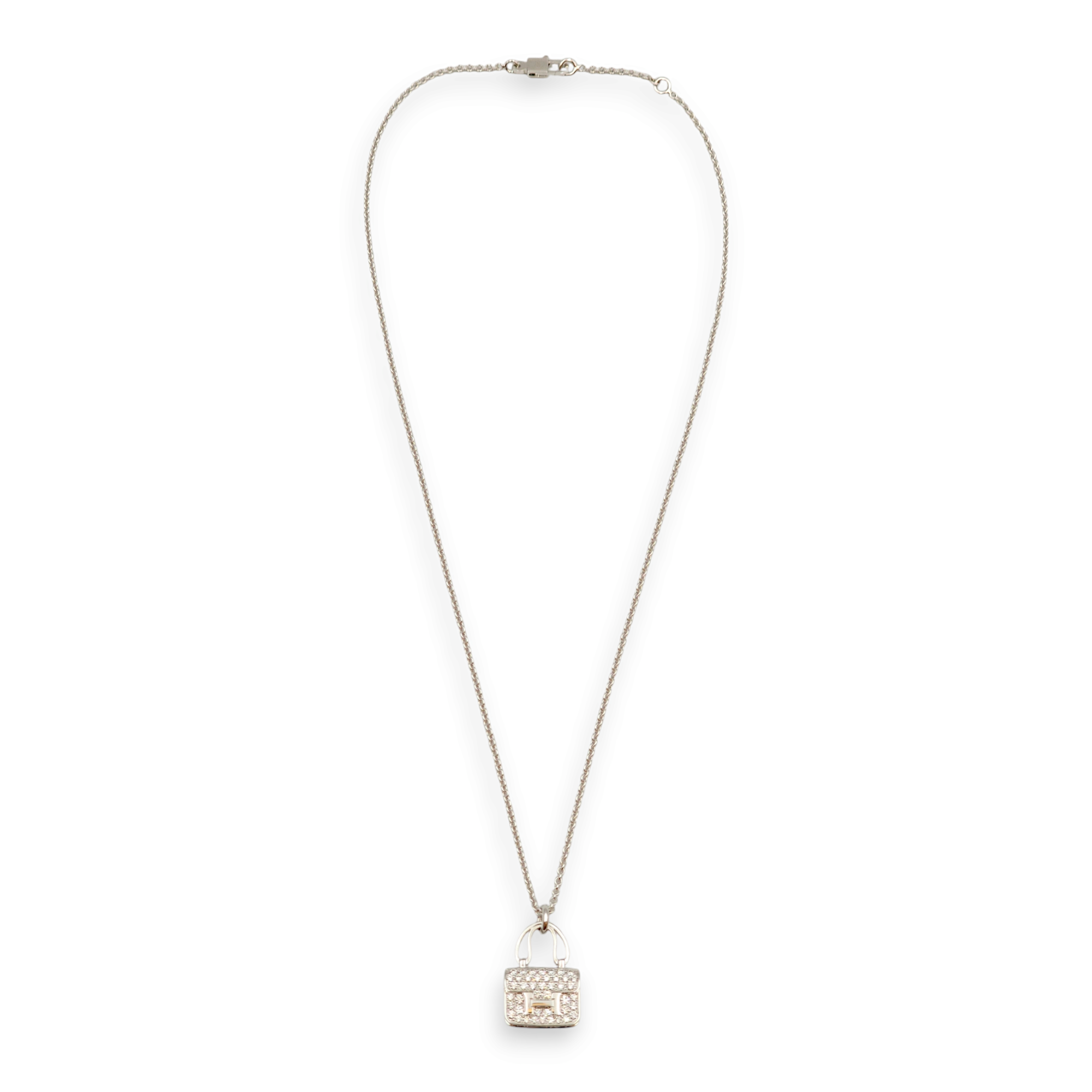 Amulettes Constance 43 Diamond, 0,44 Carat Necklace in White Gold