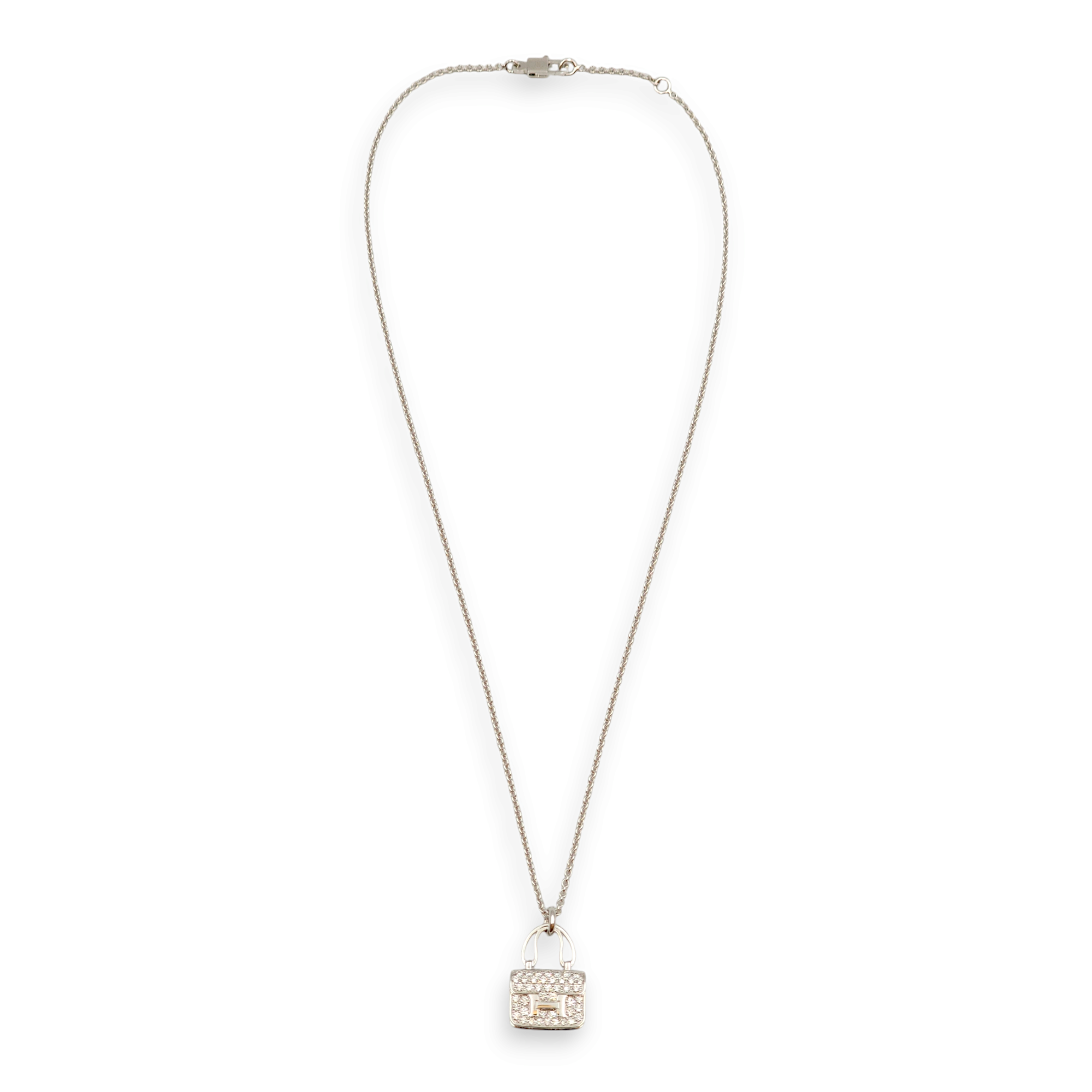 Amulettes Constance 43 Diamond, 0,44 Carat Necklace in White Gold