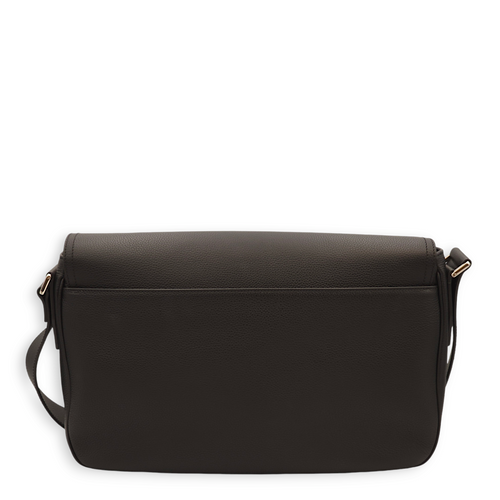 Saddle Messenger Black Crossbody Bag in Calfskin, Palladium hardware