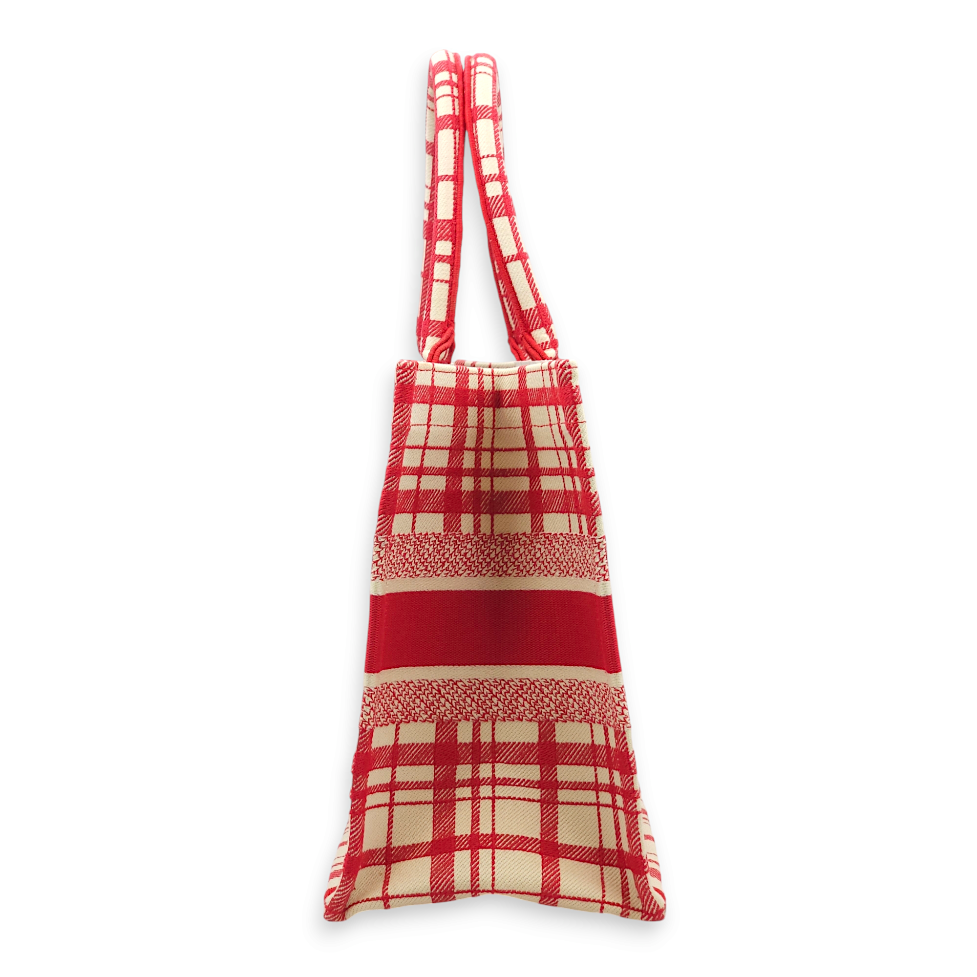 Checker Book Tote Medium Red/White Tote Bag in Jacquard