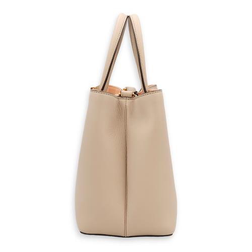 Petite 2Jours Beige/Pink Top Handle Bag in Calfskin, Gold hardware