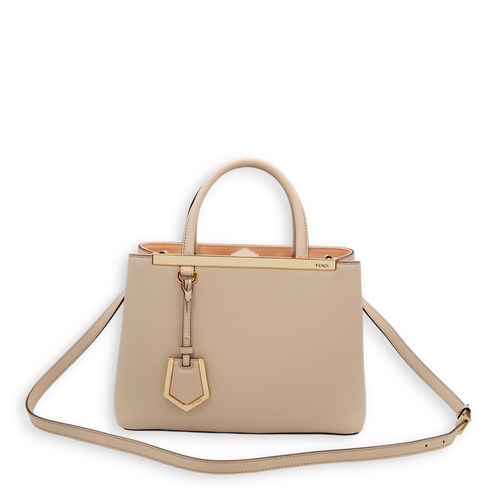 Petite 2Jours Beige/Pink Top Handle Bag in Calfskin, Gold hardware