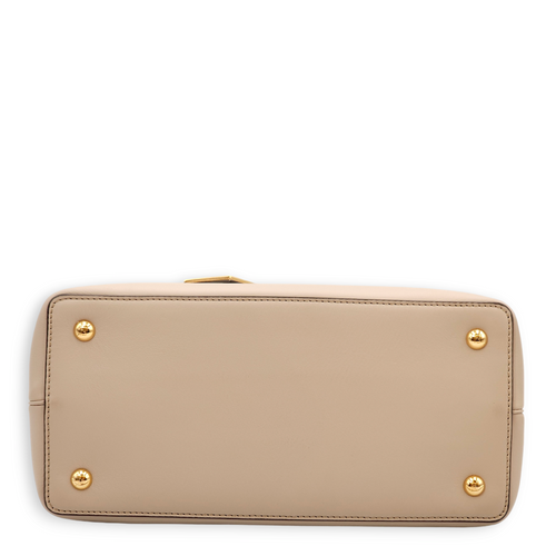 Petite 2Jours Beige/Pink Top Handle Bag in Calfskin, Gold hardware