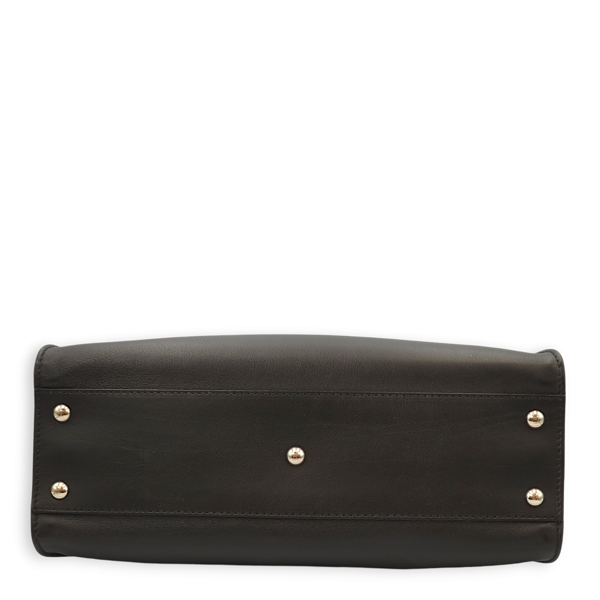 Peekaboo Medium Black Top Handle Bag in Calf/Resin, Palladium hardware