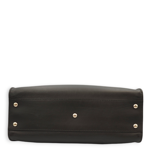 Peekaboo Medium Black Top Handle Bag in Calf/Resin, Palladium hardware