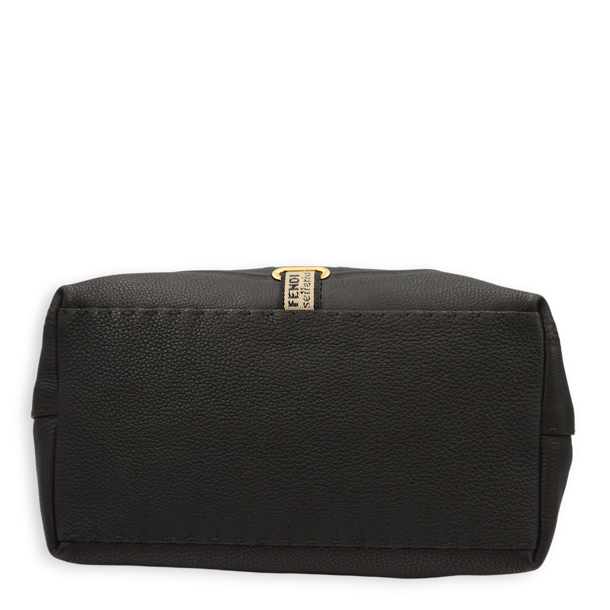 Romano Selleria Borghese Black Tote Bag in Calfskin, Gold hardware