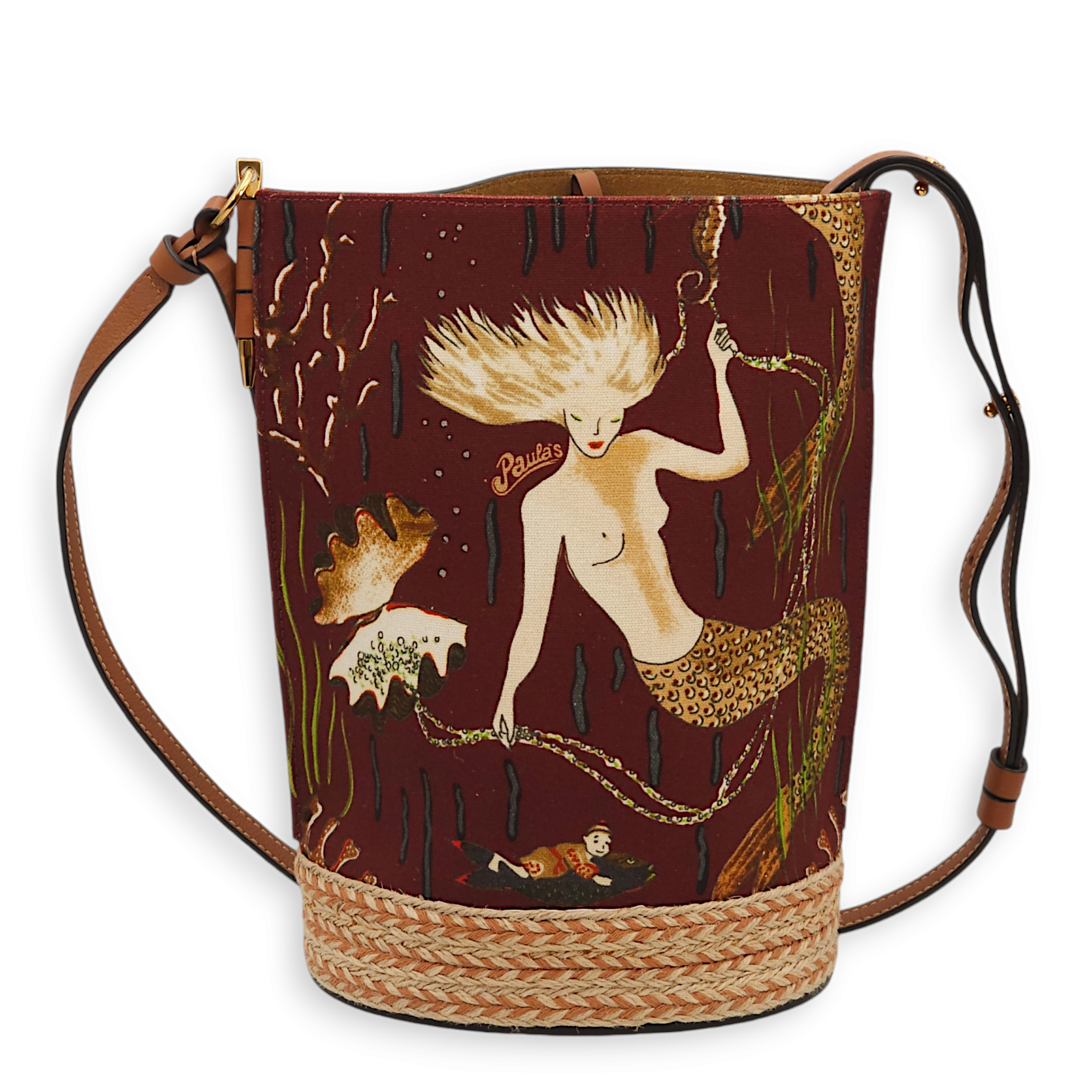 X Paula's Ibiza Mermaid Multi-colour Tote Bag in Canvas, Gold hardware