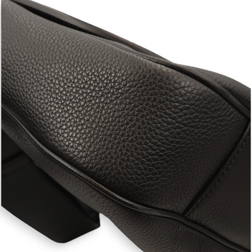 Saddle Messenger Black Crossbody Bag in Calfskin, Palladium hardware