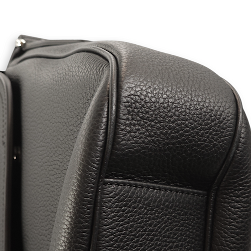 Saddle Messenger Black Crossbody Bag in Calfskin, Palladium hardware