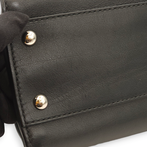 Peekaboo Medium Black Top Handle Bag in Calf/Resin, Palladium hardware