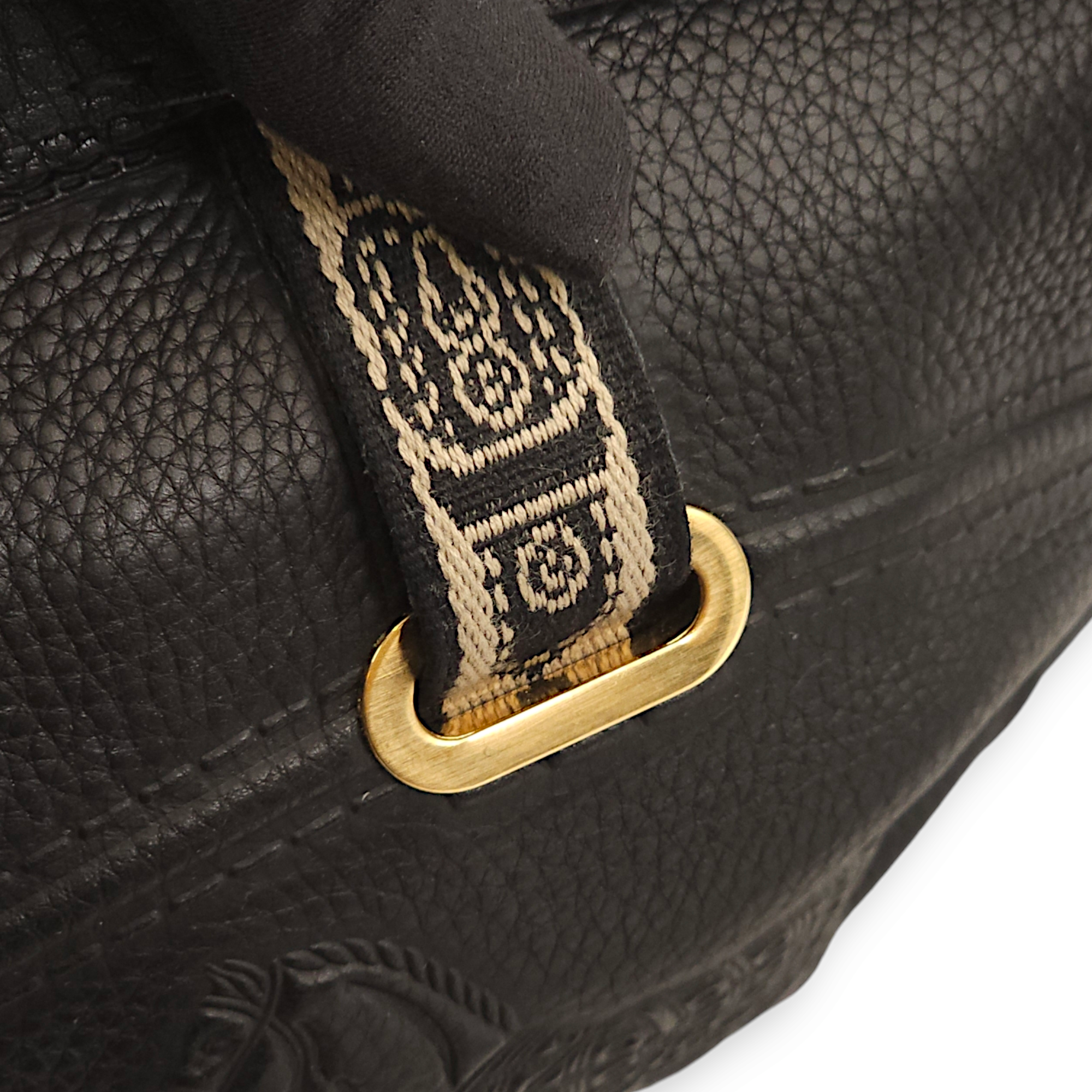 Romano Selleria Borghese Black Tote Bag in Calfskin, Gold hardware