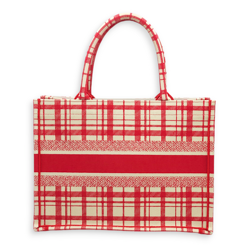 Checker Book Tote Medium Red/White Tote Bag in Jacquard