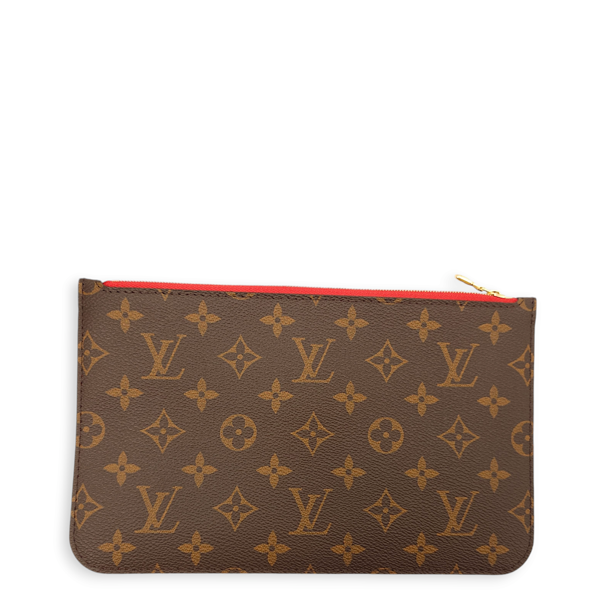 Neverfull MM with pouch Monogram/Red Interior Shoulder Bag in Canvas, Gold hardware