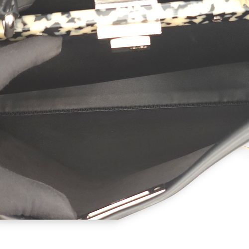 Peekaboo Medium Black Top Handle Bag in Calf/Resin, Palladium hardware