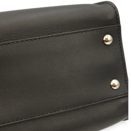 Peekaboo Medium Black Top Handle Bag in Calf/Resin, Palladium hardware