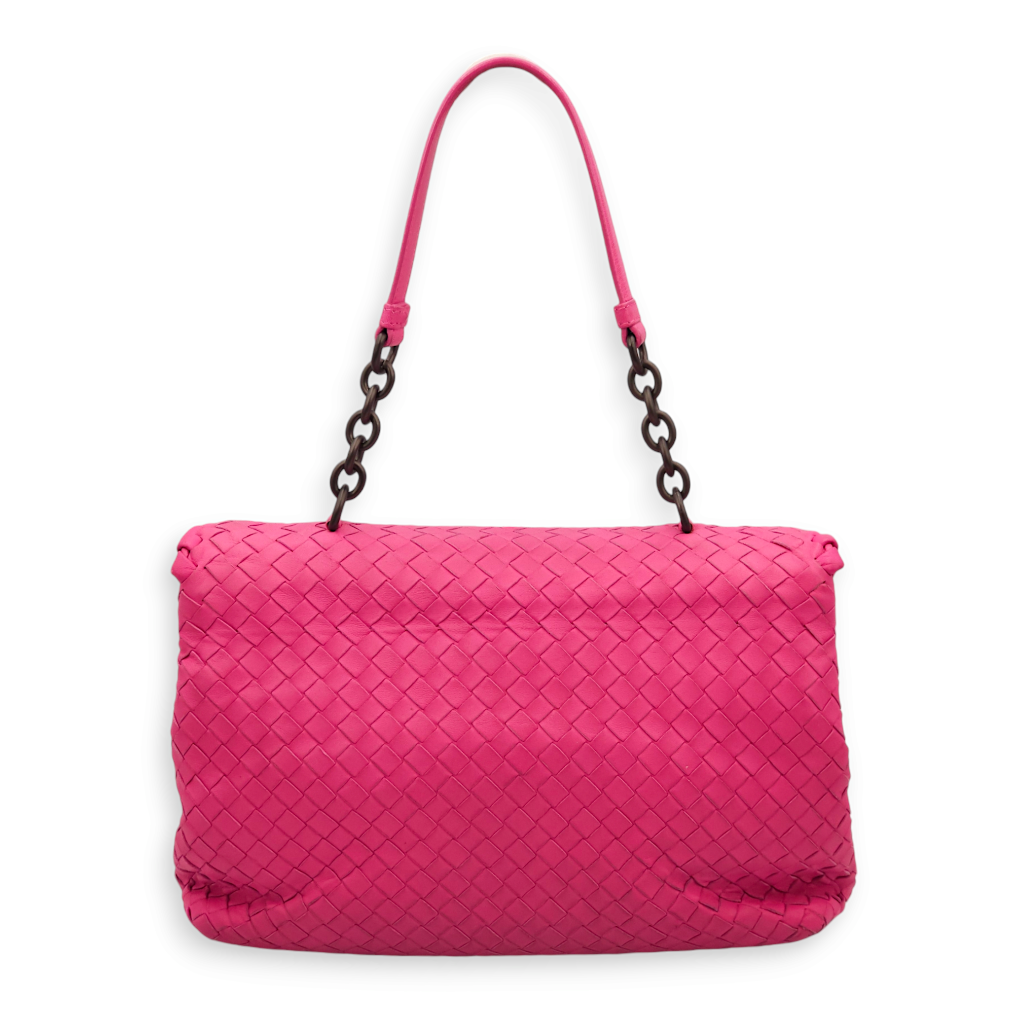 Olimpia Fuschia Shoulder Bag in Nappa Leather, Brunito hardware