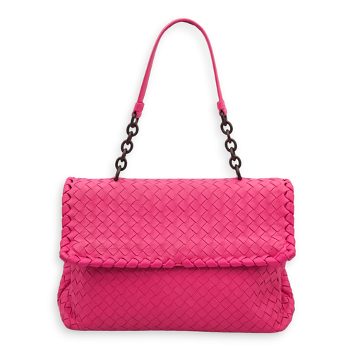 Olimpia Fuschia Shoulder Bag in Nappa Leather, Brunito hardware