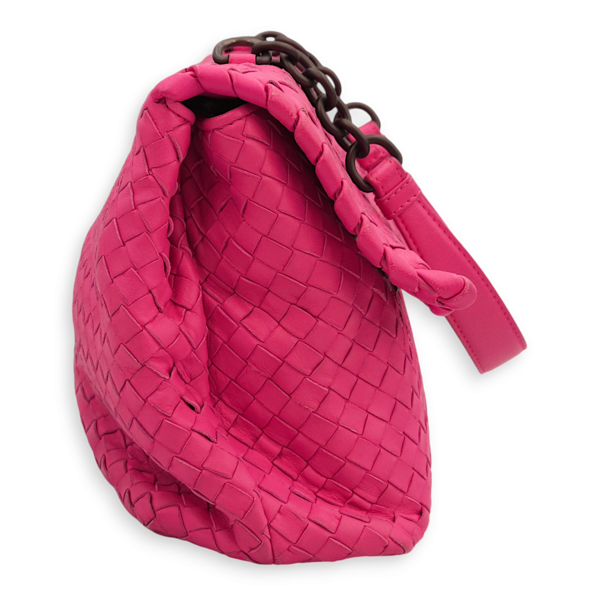 Olimpia Fuschia Shoulder Bag in Nappa Leather, Brunito hardware