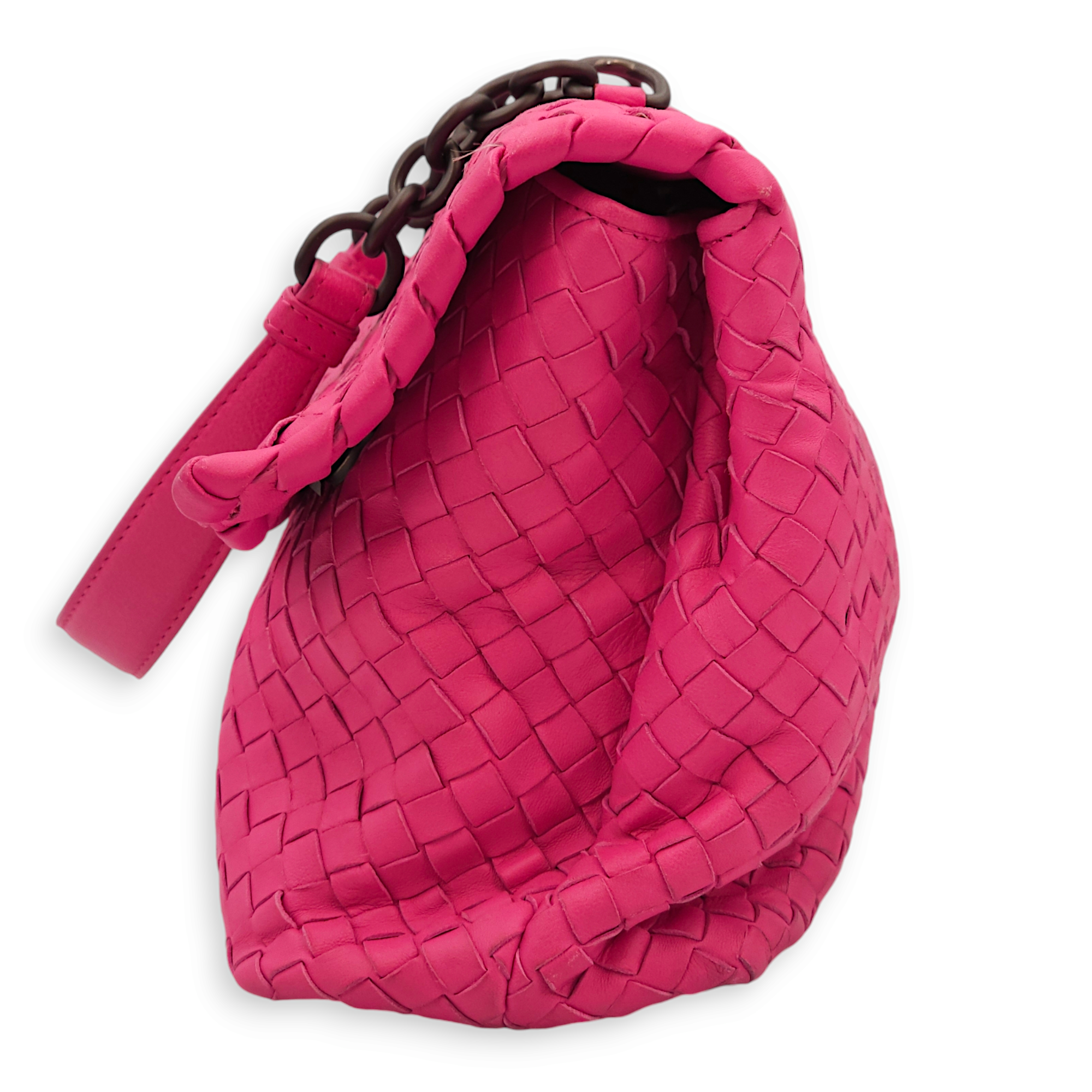 Olimpia Fuschia Shoulder Bag in Nappa Leather, Brunito hardware