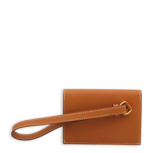 Kelly Pocket Slim Gold Wallet in Veau Madame, Gold hardware