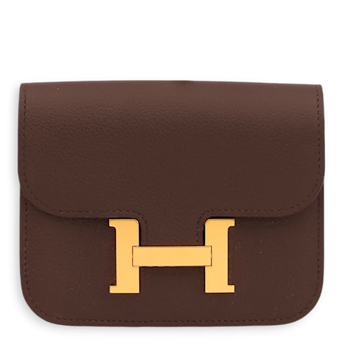 Constance Slim Verso Rouge Sellier/Blue Sapphire Wallet in Evercolor, Gold hardware